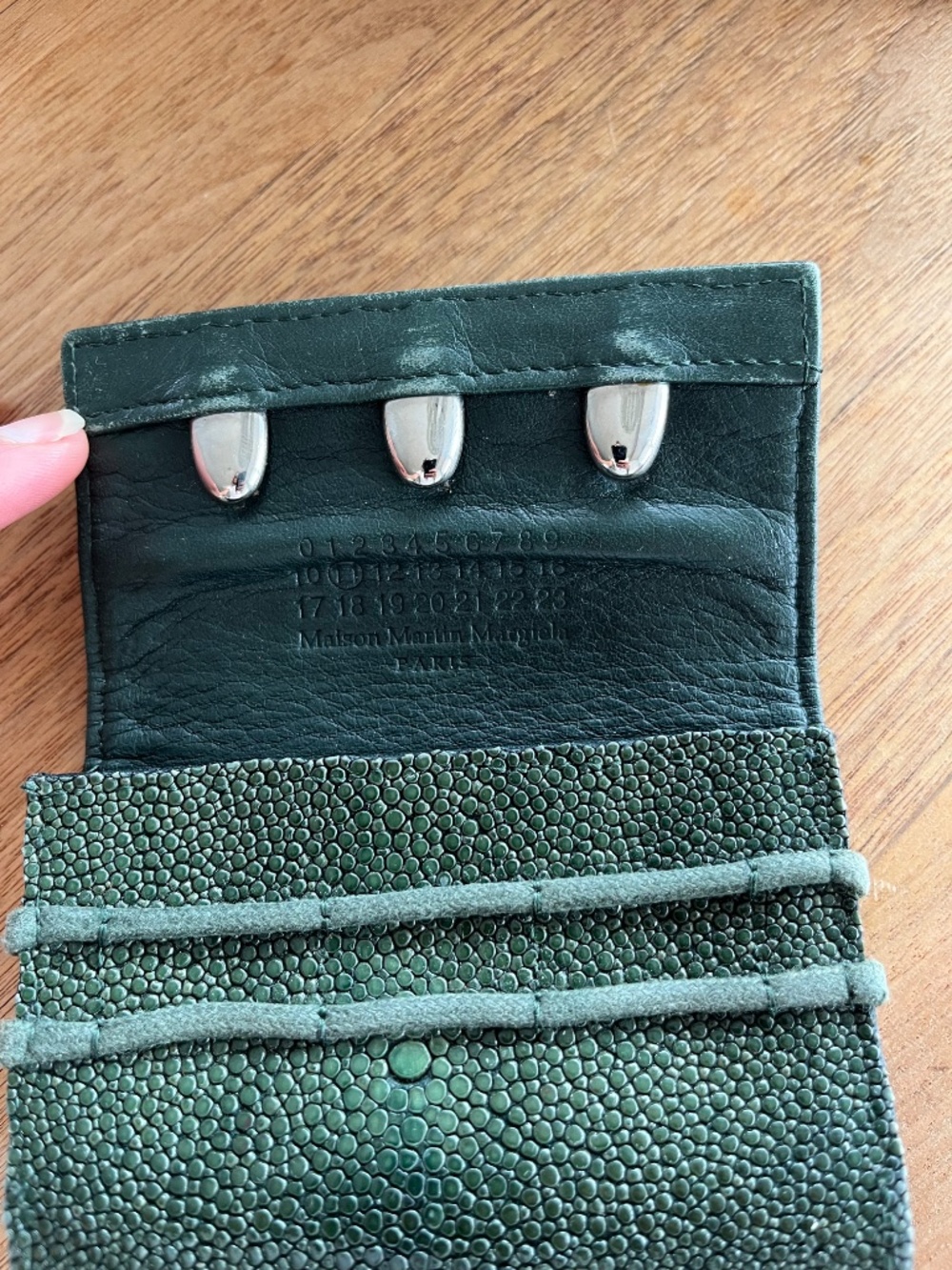 โจ Maison Martin Margiela Genuine Stingray Card Case Forest Green Vintage โจ - Picture 4 of 5